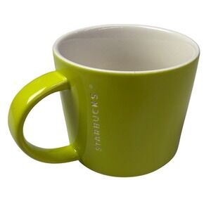 Starbucks 2012 Lime Green Ceramic Coffee Mug 14 fl oz White Interior Cup